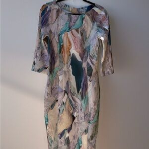 H&M Orange and Purple Sheath Dress with 3/4 Sleeves